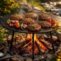 OKRĄGŁA ŻELIWNA PŁYTA GRILLOWA Ø 45cm NA NÓŻKACH DO OGNISKA