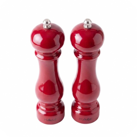 ZESTAW RĘCZNYCH MŁYNKÓW DO PIEPRZU I SOLI 22cm HAGE RED