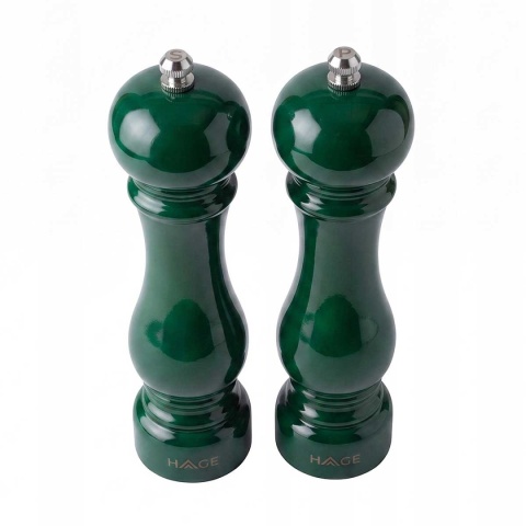 ZESTAW RĘCZNYCH MŁYNKÓW DO PIEPRZU I SOLI 22cm HAGE GREEN