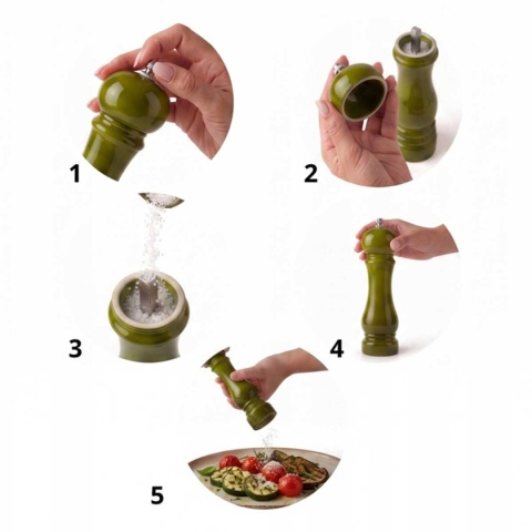 ZESTAW RĘCZNYCH MŁYNKÓW DO PIEPRZU I SOLI 22cm HAGE OLIVE