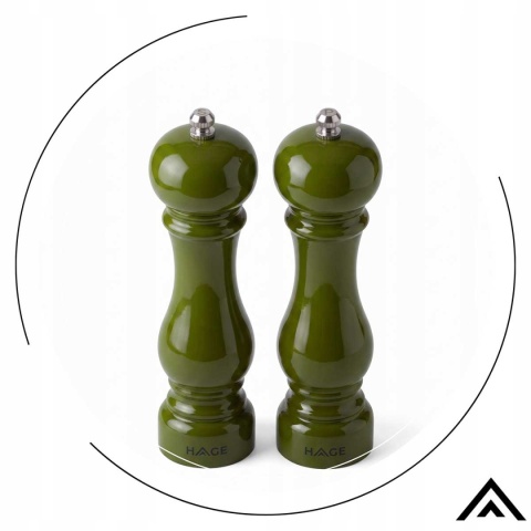 ZESTAW RĘCZNYCH MŁYNKÓW DO PIEPRZU I SOLI 22cm HAGE OLIVE