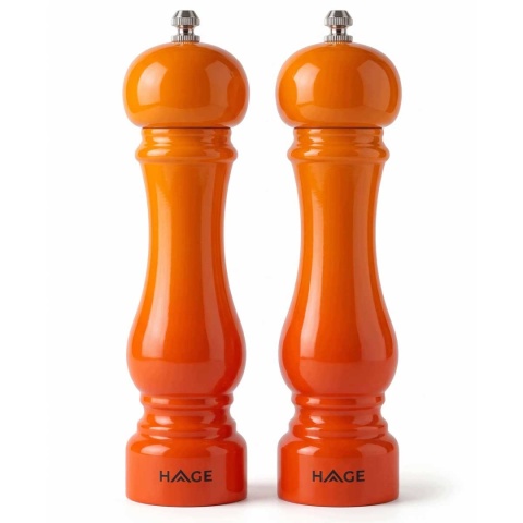 ZESTAW RĘCZNYCH MŁYNKÓW DO PIEPRZU I SOLI 22cm HAGE ORANGE