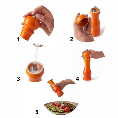 ZESTAW RĘCZNYCH MŁYNKÓW DO PIEPRZU I SOLI 22cm HAGE ORANGE