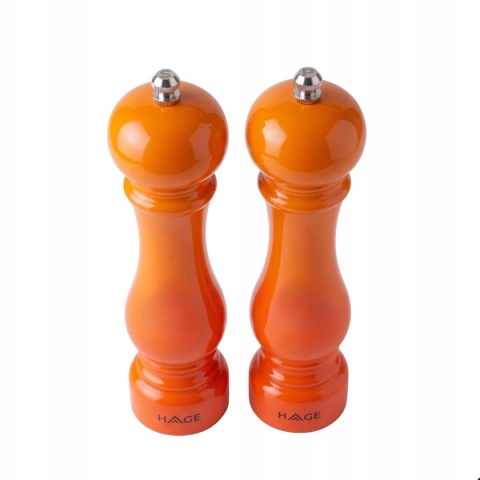 ZESTAW RĘCZNYCH MŁYNKÓW DO PIEPRZU I SOLI 22cm HAGE ORANGE