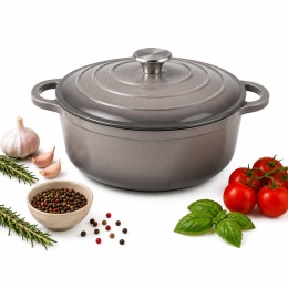 EMALIOWANY GARNEK ŻELIWNY 24cm 4,2L SZARY 7719