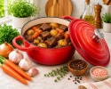 EMALIOWANY GARNEK ŻELIWNY 24cm 4,2L CZERWONY 7708