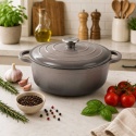 EMALIOWANY GARNEK ŻELIWNY 26cm 4,8L SZARY 7720