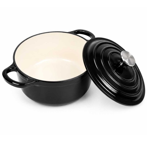 EMALIOWANY GARNEK ŻELIWNY 28cm 5,9L CZARNY 7759
