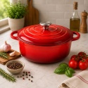 EMALIOWANY GARNEK ŻELIWNY 28cm 5,9L CZERWONY 7710
