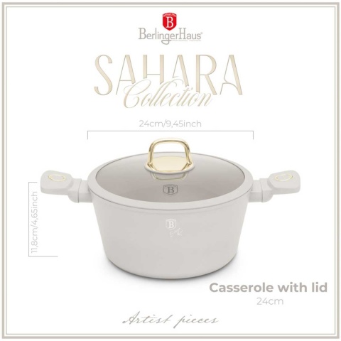 GARNEK TYTANOWY Z POKRYWĄ 24cm BERLINGER HAUS BH-8071 SAHARA