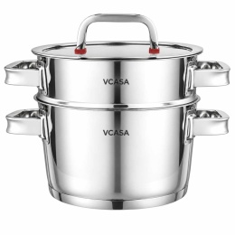 GARNEK STALOWY NA PARĘ 24cm 3 ELEMENTOWY VCASA VC-90107 SIERRA