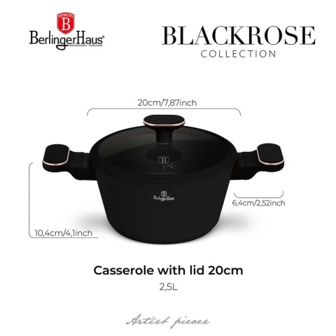 GARNEK TYTANOWY Z POKRYWĄ 20cm BERLINGER HAUS BH-8357 BLACK ROSE