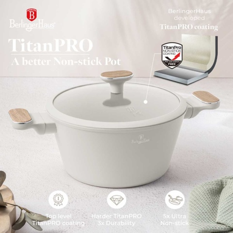 GARNEK TYTANOWY Z POKRYWĄ 24cm BERLINGER HAUS BH-8320 SAHARA NORDIC