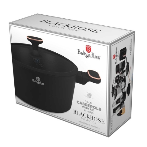 GARNEK TYTANOWY Z POKRYWĄ 28cm BERLINGER HAUS BH-8359 BLACK ROSE