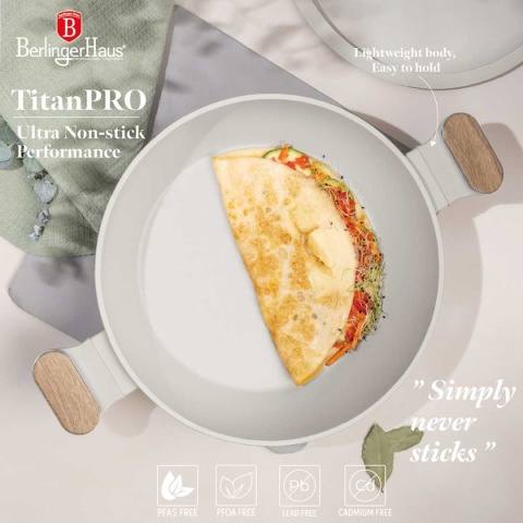 PŁASKI GARNEK TYTANOWY Z POKRYWĄ 28cm BERLINGER HAUS BH-8318 SAHARA NORDIC