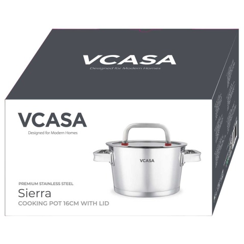 GARNEK STALOWY Z POKRYWĄ 16cm 1,6L VCASA VC-90102 SIERRA