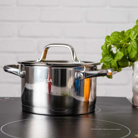 GARNEK STALOWY Z POKRYWĄ 16cm 1,8L VCASA VC-901112 AMARA