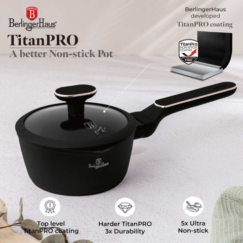 RONDELEK TYTANOWY 16cm Z POKRYWĄ BERLINGER HAUS BH-8350 BLACK ROSE
