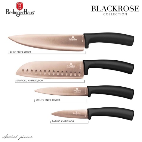 ZESTAW 4 NOŻY KUCHENNYCH BERLINGER HAUS BH-2385 BLACK ROSE
