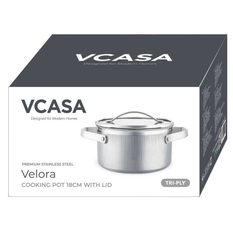 GARNEK STALOWY Z POKRYWĄ 18cm 2.1L VCASA VC-90123 VELORA