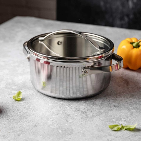 GARNEK STALOWY Z POKRYWĄ 20cm 3L VCASA VC-90124 VELORA
