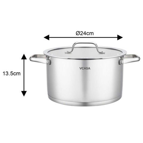 GARNEK STALOWY Z POKRYWĄ 24cm 5.8L VCASA VC-901115 AMARA