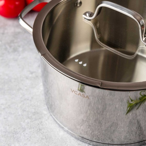 GARNEK STALOWY Z POKRYWĄ 24cm 5.8L VCASA VC-901115 AMARA