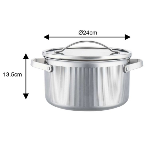 GARNEK STALOWY Z POKRYWĄ 24cm 5.8L VCASA VC-90125 VELORA