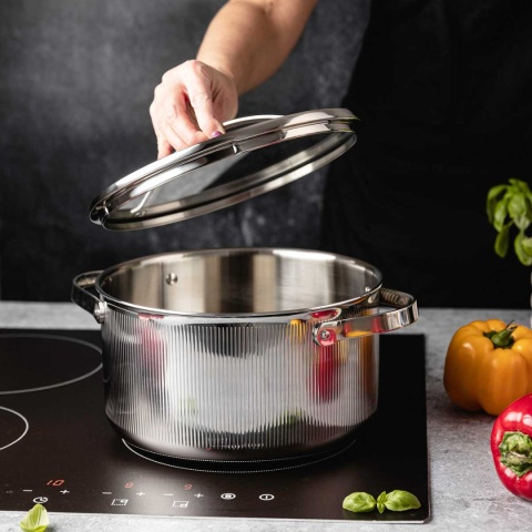GARNEK STALOWY Z POKRYWĄ 24cm 5.8L VCASA VC-90125 VELORA