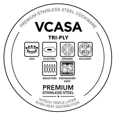 PATELNIA STALOWA 24cm VCASA VC-90152 VELORA TRI-PLY