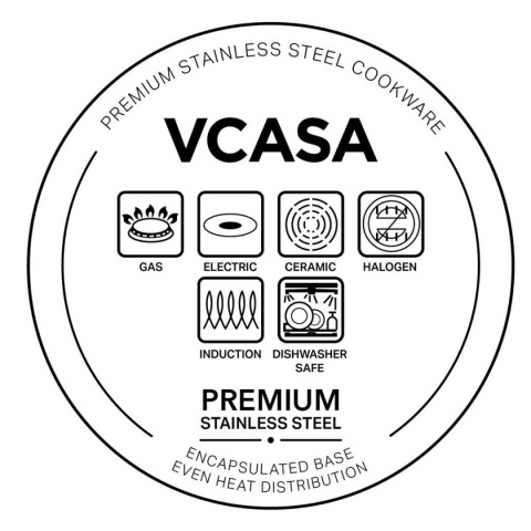 GARNEK STALOWY Z POKRYWĄ 16cm 1,8L VCASA VC-901112 AMARA