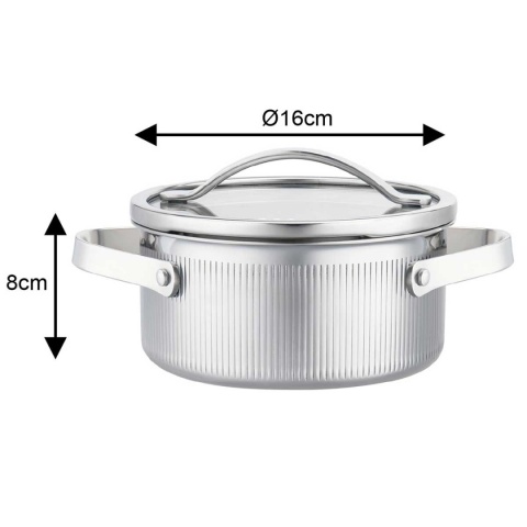 GARNEK STALOWY Z POKRYWĄ 16cm 1,5L VCASA VC-90122 VELORA