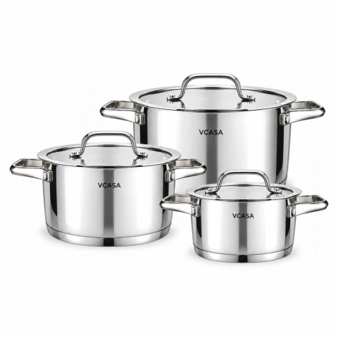 ZESTAW GARNKÓW STALOWYCH 16/20/24cm 6 ELEMENTÓW VCASA VC-90118 AMARA